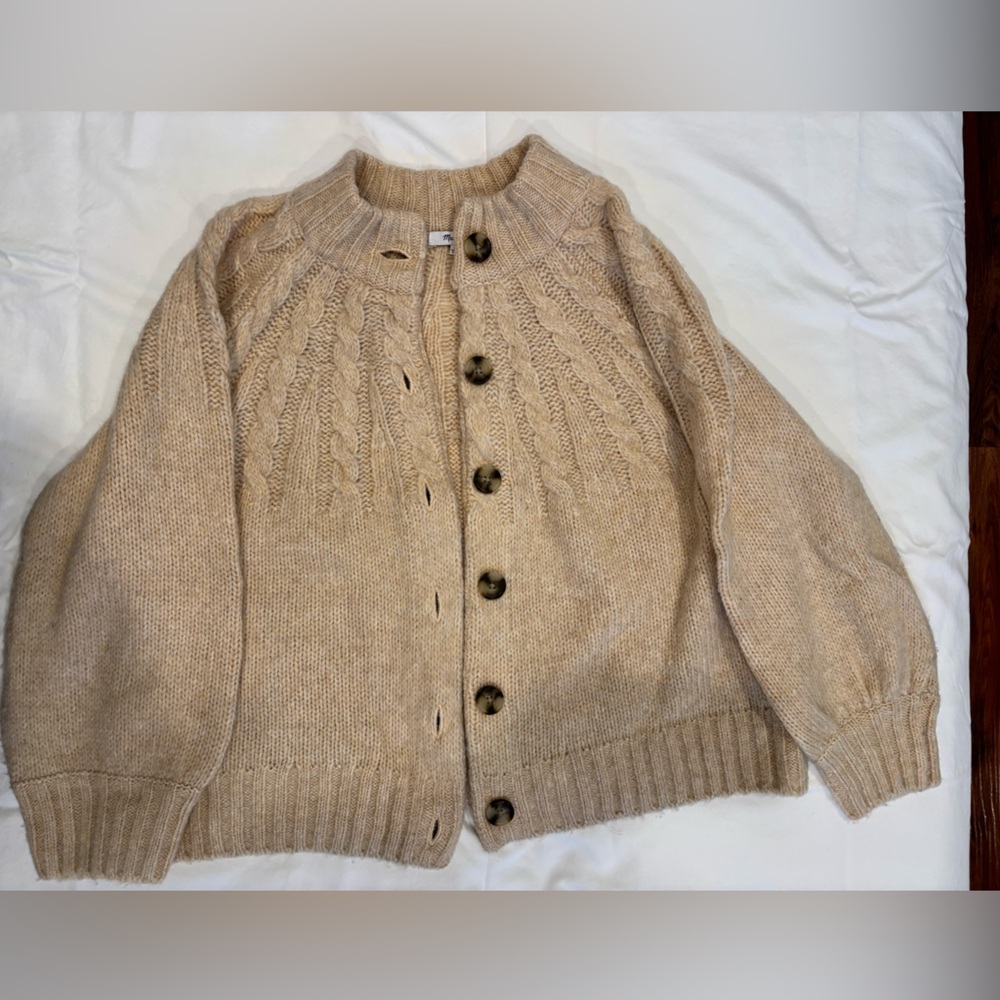 Madewell Tan Cable Knit Cardigan